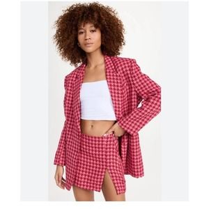 AFRM Sassy XL Pink Red Herringbone Lined Oversized Fit Blazer Barbie core READ